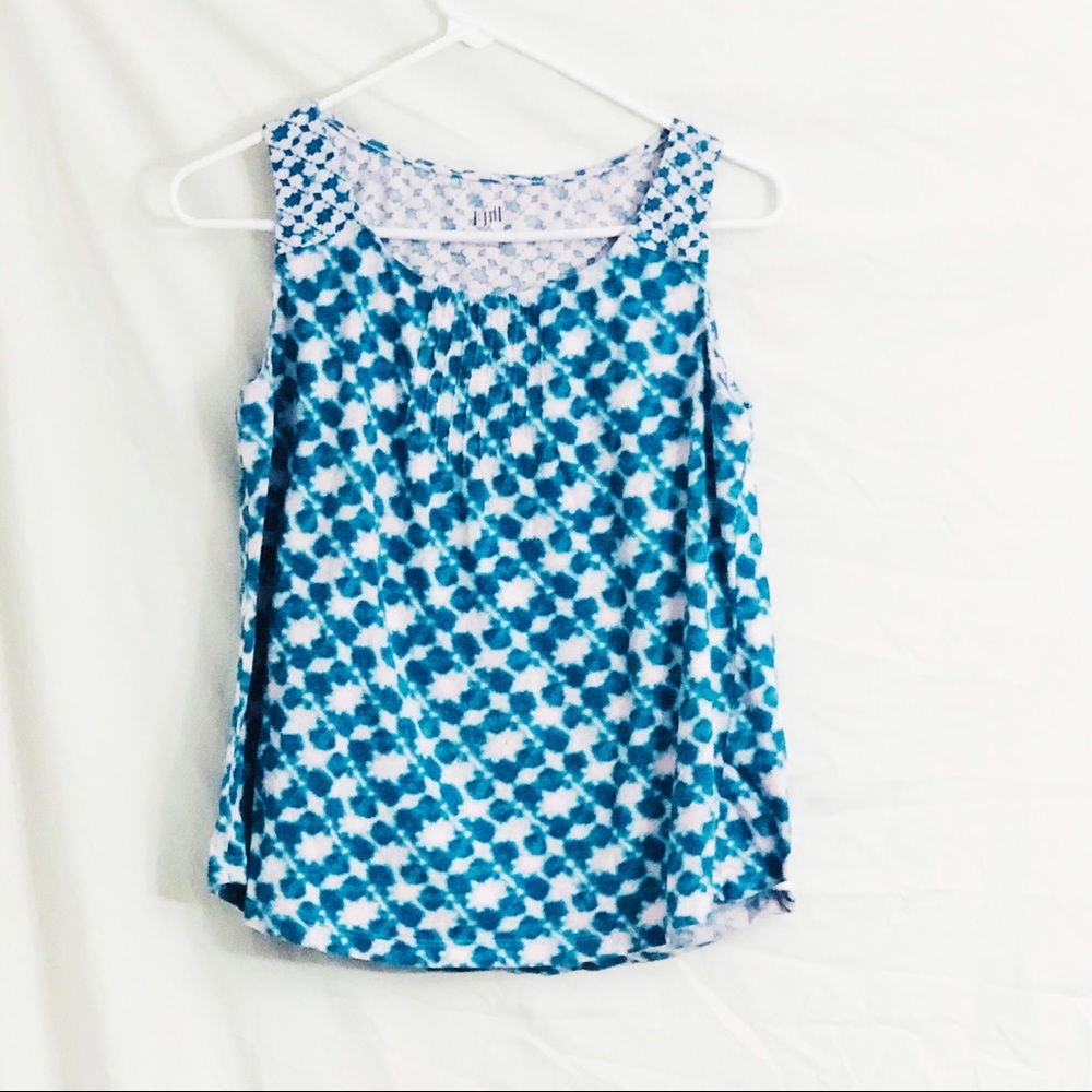 J.Jill Blue and White Tie Dye Tank Top Size Small
